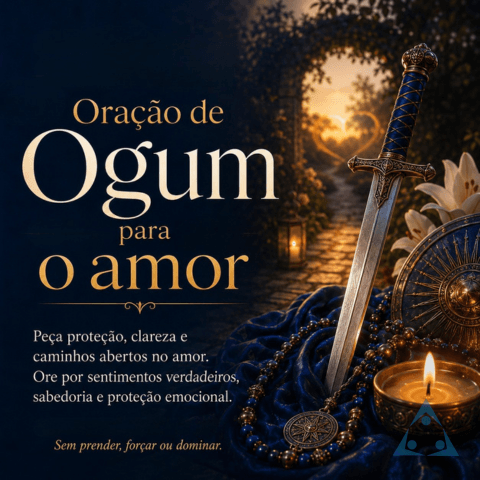 Banner sobre oração de Ogum para o amor com proteção e clareza